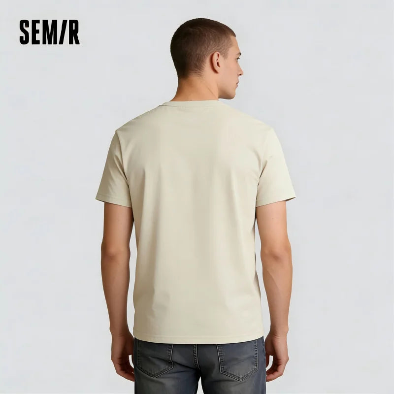 Semir Short Sleeve T-Shirt Men Pure Cotton Bottoming Shirt 2026 New Spring Solid Color Inner Layer Top Versatile White T-Shirt