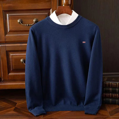 Winter New Men's 6XL Cashmere Cold Resistant Clothing Round Neck Solid Color Pullover Warm Sweaters Casual Pullover Logo Tops