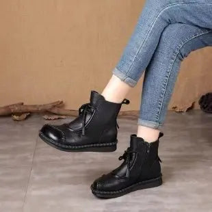 Women's Winter Boots New Retro Shoes Women Ankle Boots for Women Soft Bottom Soft Surface Casual Women's Short Boots Side Zipper