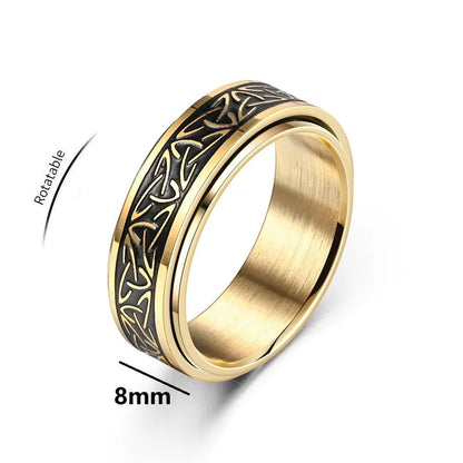 Bagues Runiques Nœud Celtique Viking pour Hommes Bague Pivotante Anti-Stress en Acier Inoxydable Anillo Antiestres