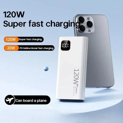 Batterie externe portable Lenovo 500000 mAh 120 W, charge ultra-rapide, grande capacité, Powerbank pour Xiaomi iPhone
