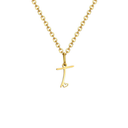Dainty Heart Initial Necklace for Women, Gold Plated A-Z Letter Pendant, Waterproof Stainless Steel Monogram Jewelry, Personaliz