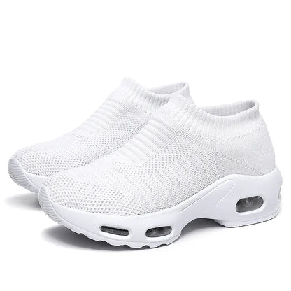 Women Sneakers 2020 Spring Flat Shoes Slip on Platform Sneakers for Women Black Breathable Mesh Sock Sneakers Shoes
