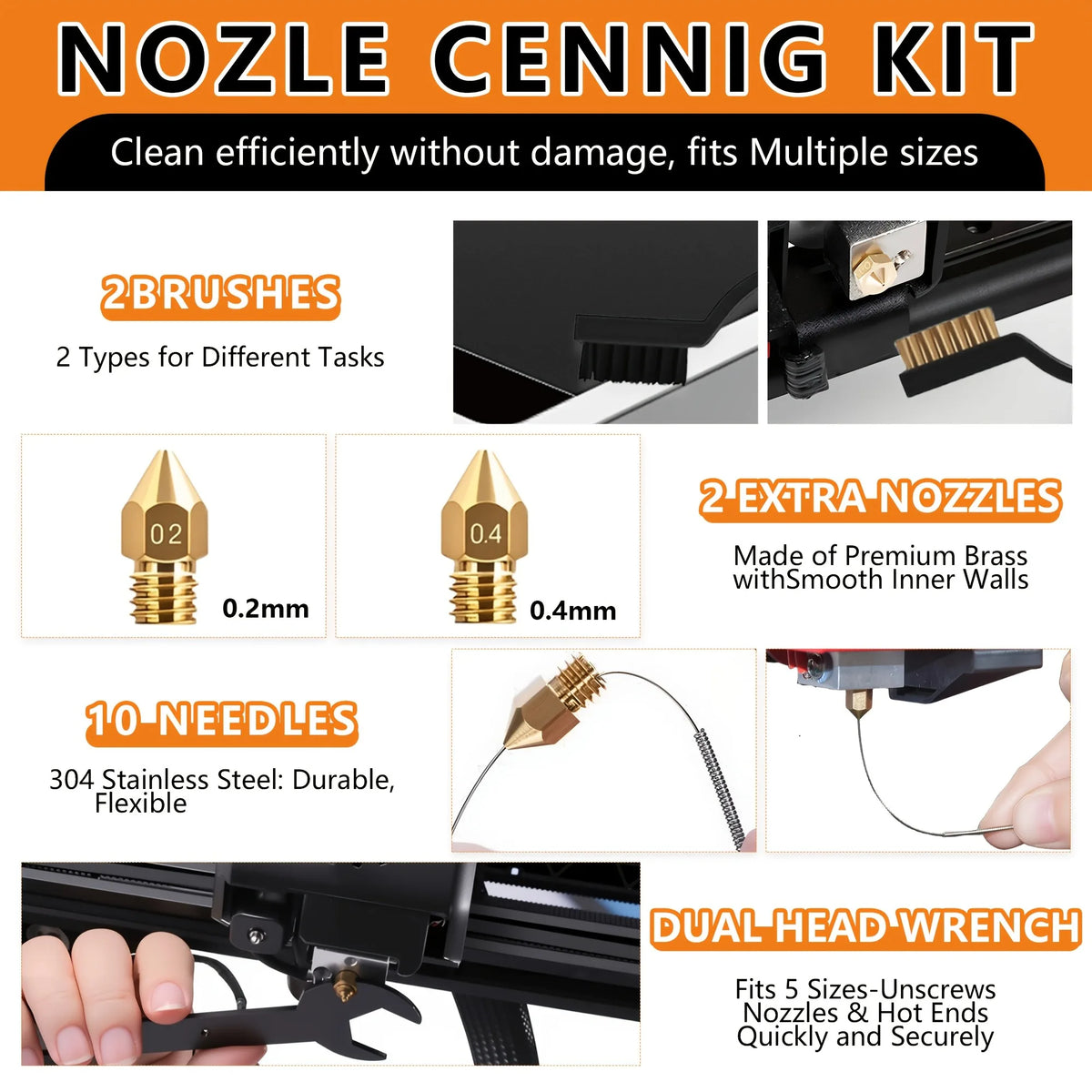 3D Printer Tools Kit, 33pcs 3D Printer Accessories for All FDM/SLA Printers Includes Nozzle Cleaning, Removal Scrapers