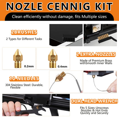 3D Printer Tools Kit, 33pcs 3D Printer Accessories for All FDM/SLA Printers Includes Nozzle Cleaning, Removal Scrapers