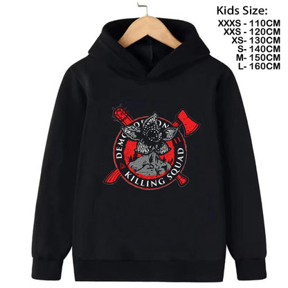 Demogorgon Hawkins Sweatshirts à capuche pour enfants, dessin animé, imprimé, streetwear, basiques, hauts pour garçons, pulls pour enfants