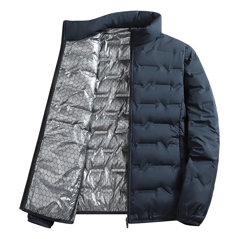LEOSOXS-Men's outerwear made of graphene material, warm and casual, lightweight stand up collar, winter casual warm top