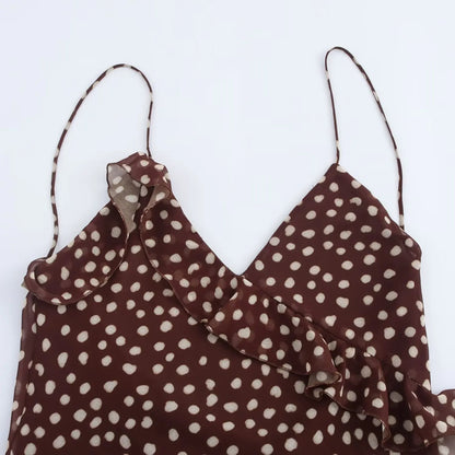 Robes rétro à pois et bretelles sans manches, style européen et américain, à la mode, simples et superposées, pour femmes