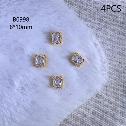 4PCS Kaniu Luxe Gold Nail Jewels Premium Crystal Rhinestones For Acrylic Nails Decoration Handmade Craft