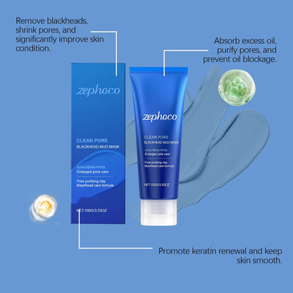 Pore Cleaning Mud Mask Blackhead Remover With AHA BHA PHA Peel Off Deep Cleansing Exfoliator For Oily Acne Skin Minimize Pores