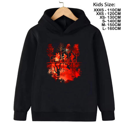 Demogorgon Hawkins Sweatshirts à capuche pour enfants, dessin animé, imprimé, streetwear, basiques, hauts pour garçons, pulls pour enfants