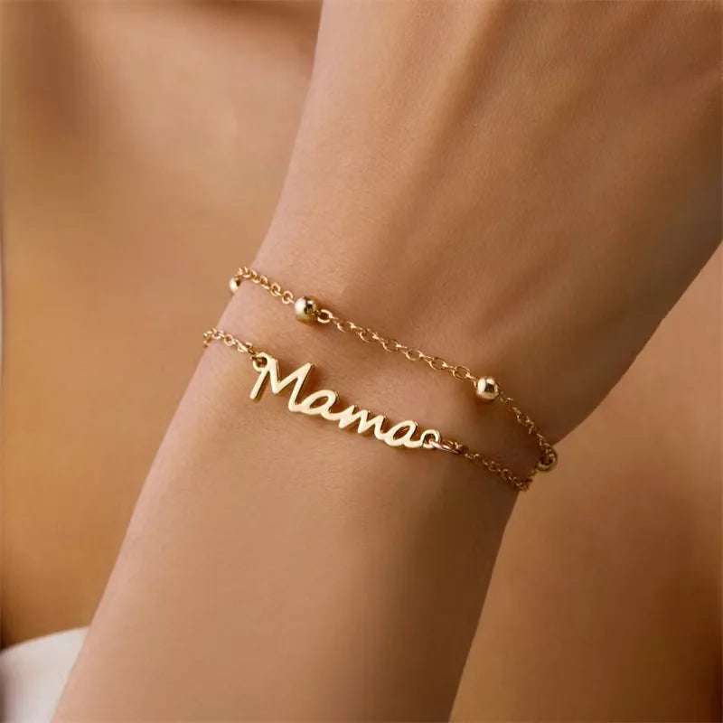 Popular, versatile, high-end, elegant Mama letter bracelet/necklace for Mother’s Day gifts.