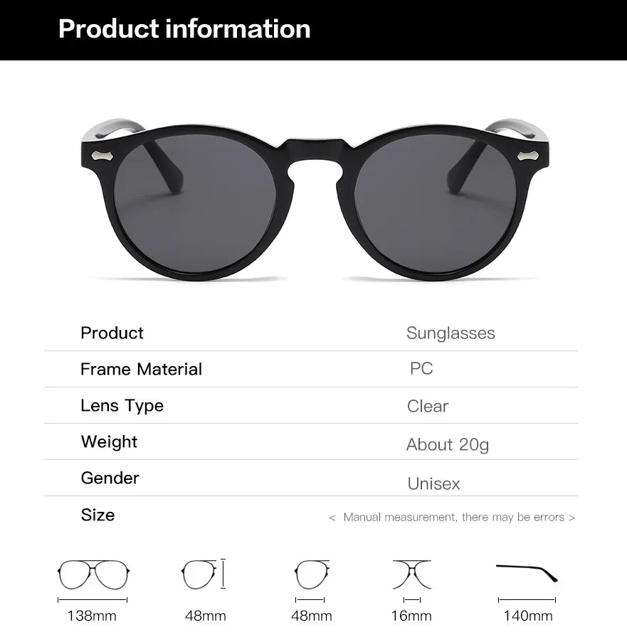 Round Tinted Myopia Glasses Men Black Lens Finished Prescription Nearsighted Glasses Retro Outdoor Shade Driving Sunglasses