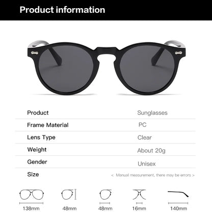 Round Tinted Myopia Glasses Men Black Lens Finished Prescription Nearsighted Glasses Retro Outdoor Shade Driving Sunglasses