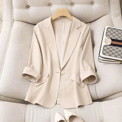 Veste blanche coréenne pour femmes, coupe ample, amincissante, élégante, décontractée, confortable, nouvelle collection d'été