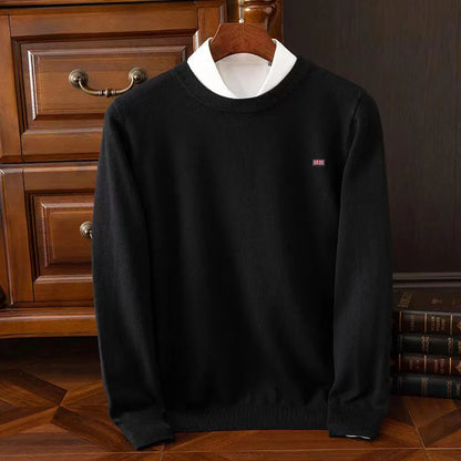 Winter New Men's 6XL Cashmere Cold Resistant Clothing Round Neck Solid Color Pullover Warm Sweaters Casual Pullover Logo Tops