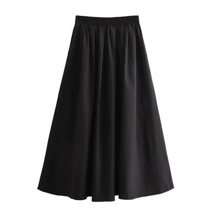 Jupe Mooyufon 2025 pour femme : tempérament polyvalent, coupe ample et décontractée, couleur unie, taille haute, longueur moyenne, ligne A
