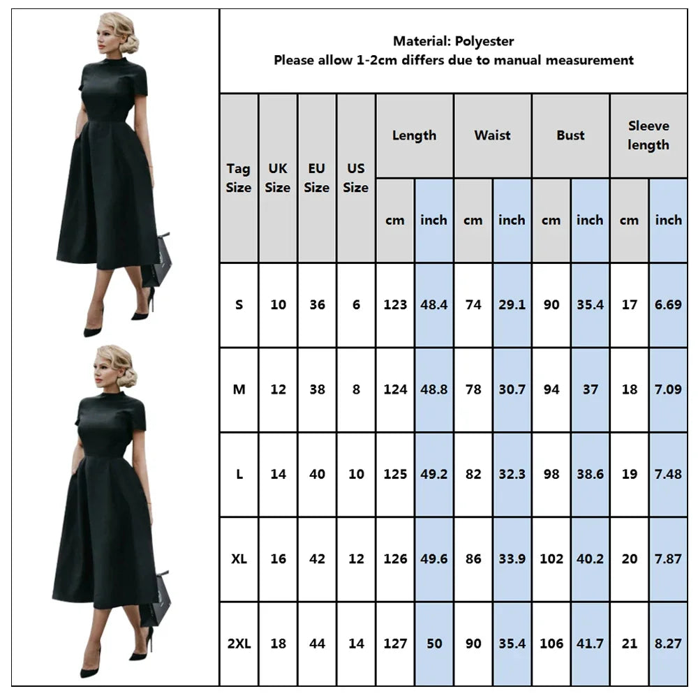 2024 Women Elegant Black Dress Half High Collar High Waist A-Line Dresses Slim Fit Dress Office Lady Female Solid Vestidos