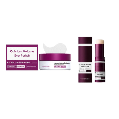 Ensemble de Soins à base de Calcium Anti-Âge Sérum Visage au Calcium Patchs Yeux Multi-Baume Atténue les Ridules Réduit les Cernes Nourrit