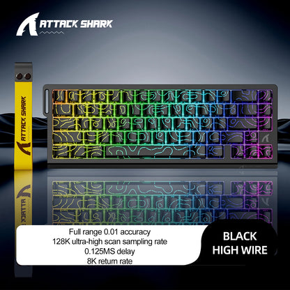 ATTACK SHARK X68HE Wired Magnetic Gaming Keyboard, 8000Hz Polling, 128K Scan Rate, 0.01mm RT, RGB, PBT Keycaps for PC Use