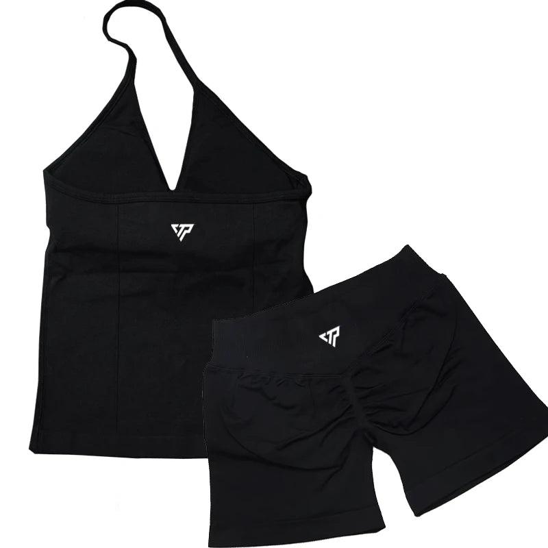 Ensembles 2 pièces Keep That Pump short haut tenues femme ensembles de yoga ensembles de sport soutien-gorge sans couture de haute qualité à lacets ensembles de sport anti-rayures