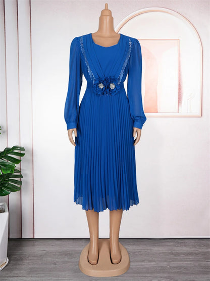 Party Evening Dresses Elegant Women Long Sleeve Chiffon Dress Wedding Prom Birthday Gowns African Dashiki Maxi Robe Lady Clothes