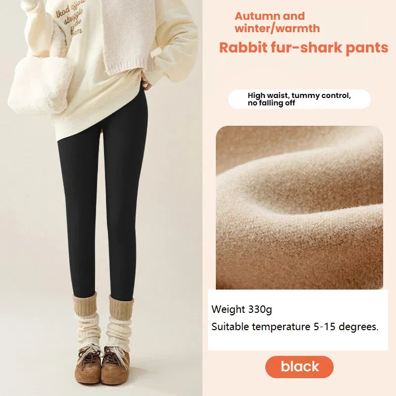 New Winter Thermal Fleece Lined Leggings Women's Outdoor Wear Thickened Plush Trousers Cold Weather Warm Pants Woman Clothing