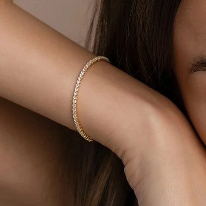 Bracelet de tennis rond en zircon avec strass à une seule rangée, bijou de main de niche, mode européenne et américaine