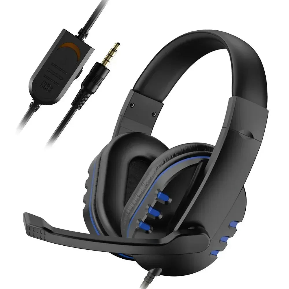 3.5mm Headphones Wired Gaming Headset Earphones For PS4 Play Station 4 Game PC Chat Headset  With Microphone