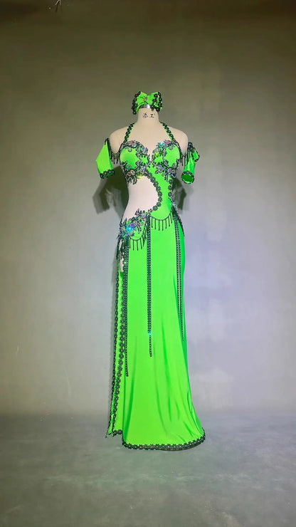 Bellydance Dress Women Lesson Attire Performance Dancewear Costume Oriental Clothes Practice Jasmine Skirt Arabic Caderines suit