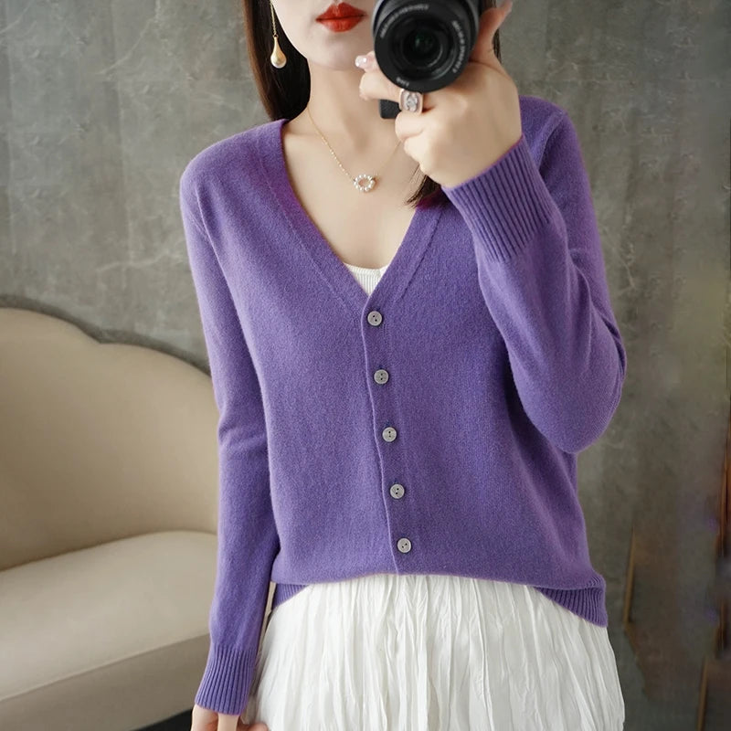 Pull ample pour femme à col en V, style vent frais et élégant