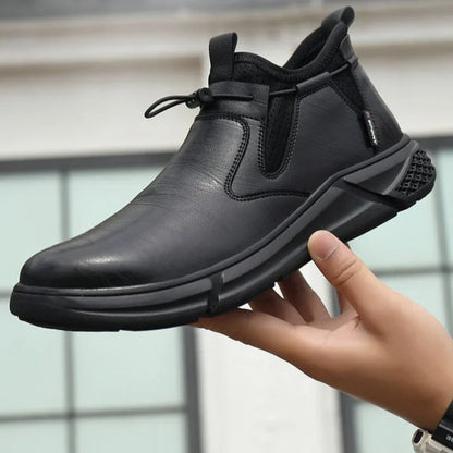 Black Leather Waterproof Safety Work Shoes Men Steel Toe Office Boots Shoes Indestructible Construction Male Boots Footwear