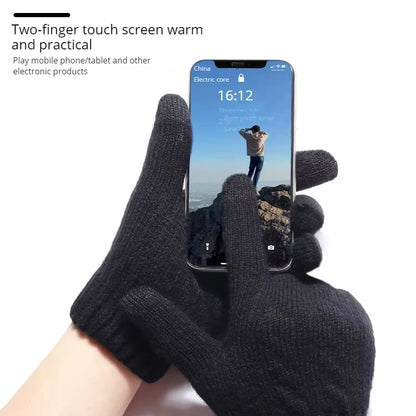Women Men Warm Winter Touch Screen Gloves Stretch Classical Knit Mittens Wool Full Finger Outdoor Cycling Driving Glove