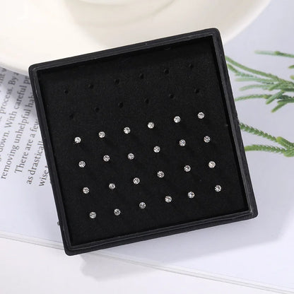 24pcs/box Crystal Nose Ring Studs Fashion Body Women Girl Jewelry Stainless Steel Surgical Steel Nose Piercing Jewelry Set