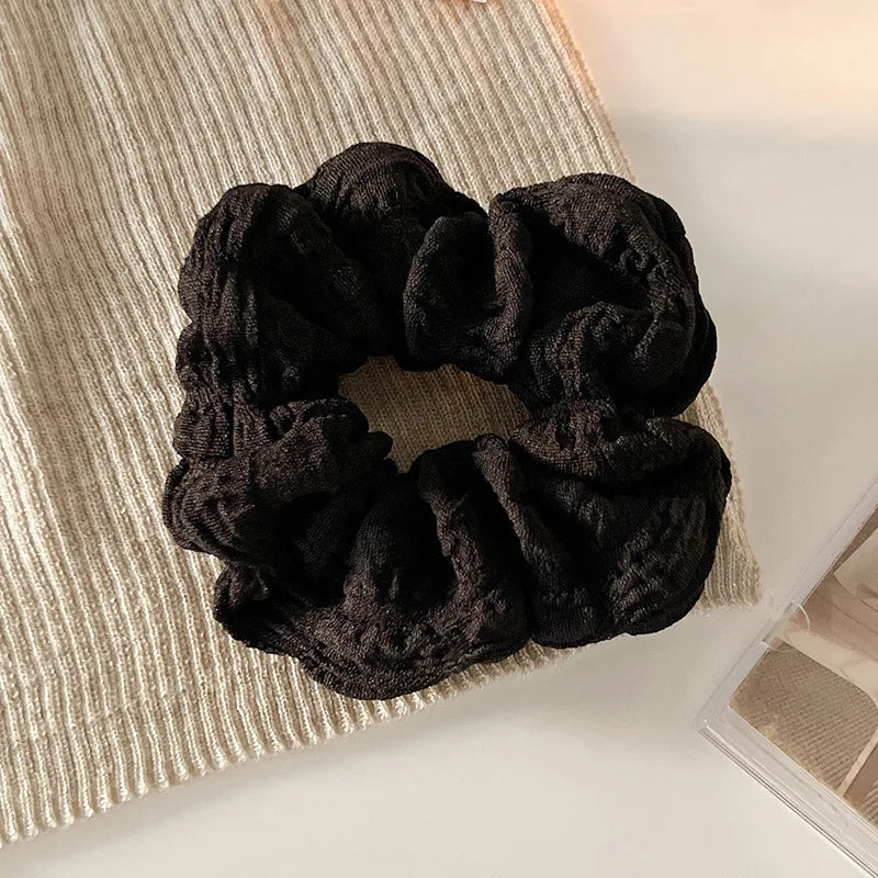 Simple Solid Color Large Intestine Hair Rope for Women Elegant High Ponytail Hair Rope Fashion Girl Meatball Head Scrunchie
