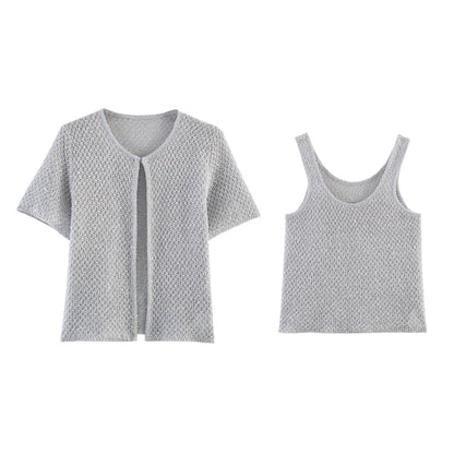 Vêtements féminins 2025 Nouveau style mode européenne et américaine, haut en tricot simple avec décoration de perles, gilet en tricot