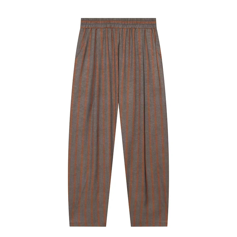 Women's Pants Sets 2 Piece Set Fashion Striped With Belt Coats Women Elastic Waist Casual Pants Two Piece Sets Women Outfits