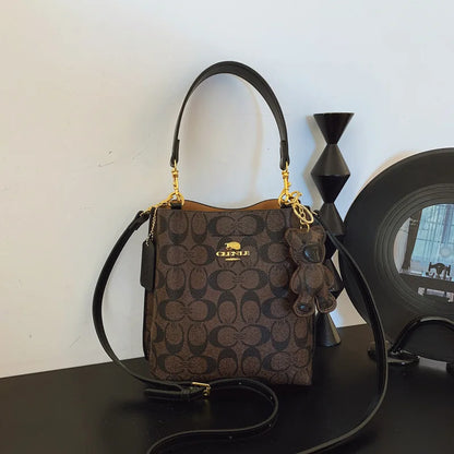 Fashionable style, elegant and luxurious handbag in the shape of a bucket, versatile and suitable for all occasions, single-shou