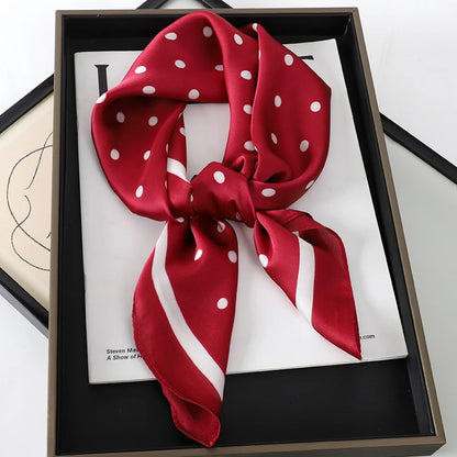 Lady Hair Dot Scarf Female Silk Square Scarves Head Wraps for Women Bandana Fashion Foulard Shawls Female Neckerchief Summer
