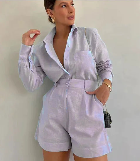 Women 2 Piece Set Outfit Women'S Vacation Fashion Casual Suit Solid Color Summer Conjuntos Para Mujeres 2 Piezas Elegantes 2025