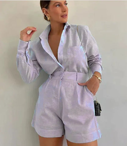 Women 2 Piece Set Outfit Women'S Vacation Fashion Casual Suit Solid Color Summer Conjuntos Para Mujeres 2 Piezas Elegantes 2025