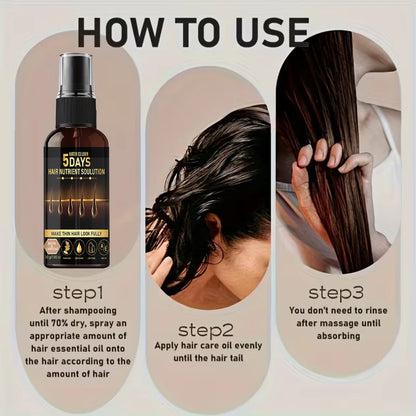 Huile de Croissance Capillaire 5 Jours - Biotine, Caféine & Romarin, Nourrissante pour Cheveux Fins pour une Apparence plus Volumineuse
