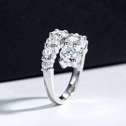 TY 925 Silver Moissanite Rings Woman Bands 10 Stones Sparkling Diamond Twist Shank Wedding Ring Engagement Jewelry