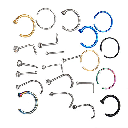 22 Pcs De Costume Faux Anneau De Nez Boucles D'oreilles Mode Punk Non-nez-piercing Septum Bijoux Pour Femmes