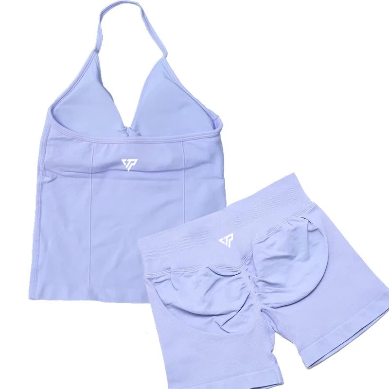 Ensembles 2 pièces Keep That Pump short haut tenues femme ensembles de yoga ensembles de sport soutien-gorge sans couture de haute qualité à lacets ensembles de sport anti-rayures