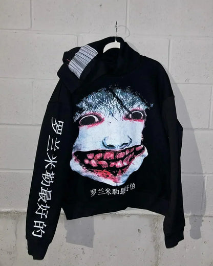 Sweats à capuche Droland Miller Scare Y2k Femme Gothique Punk Streetwear Grunge Haut Sweat-shirt Surdimensionné Harajuku Hip Hop Vêtements