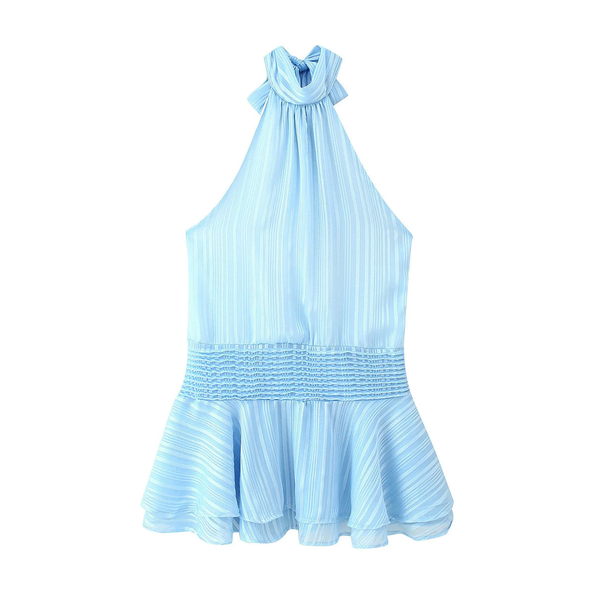 Elegant Woman's Chiffon Halter Mini Dresses 2025 Spring Summer Sexy Backless Wrapped Waist Lace Up Dress New Lady Party Vestidos