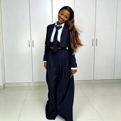 Women's Red Suit Two Piece Set Short Blazer+Wide Leg Pants Elegant Formal Fashion Daily Smart Casual Party Tuxedo Customized
