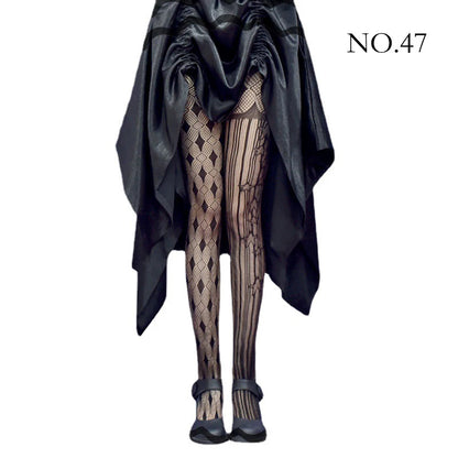 Woman Girls Fashion Punk Gothic  Fishnet Stockings Snake Skull Striped Mesh Tights Panties Lolita Plus Size Pantyhose Leggings
