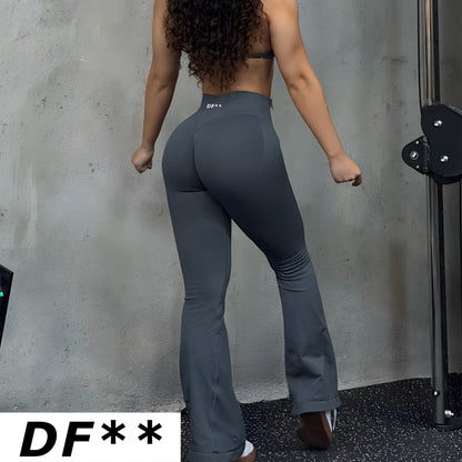 DF‑LOGO Women Seamless Flare Yoga Pants Quick Dry Breathable Butt Lifting Flared Leggings for Gym Pilates Workout Fitness